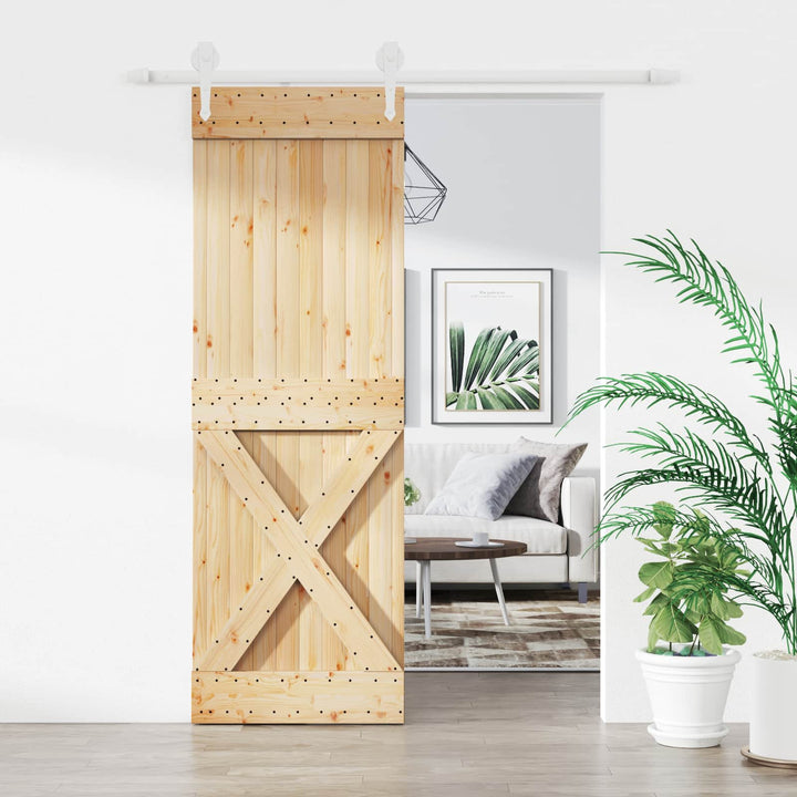 Skydedør Natur og hvid 70 x 210 cm Massivt Fyrretræ