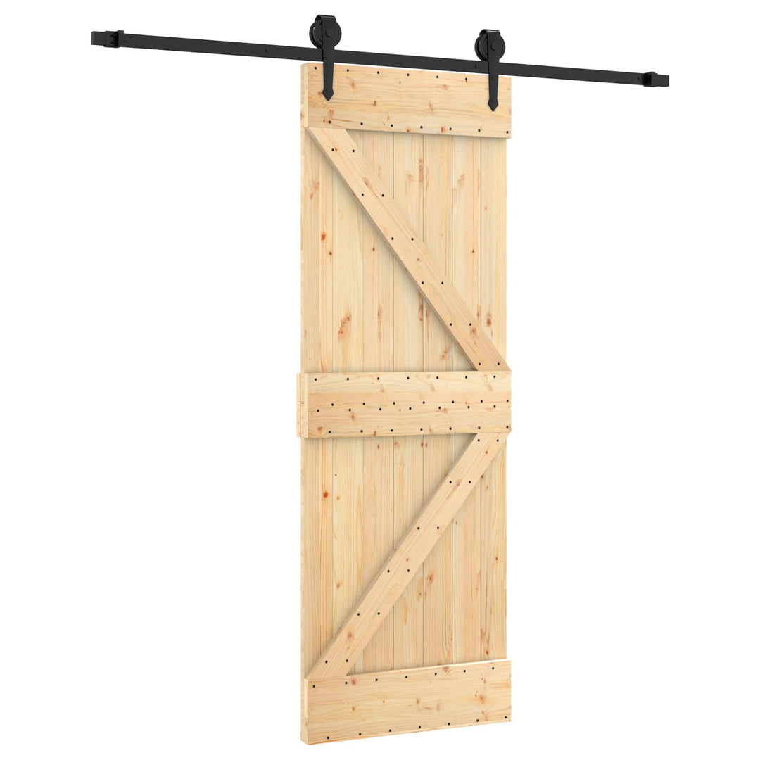 Skydedør Naturfarvet og sort 70 x 210 cm Massivt Fyrretræ