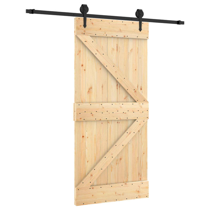 Skydedør Naturfarvet og sort 95 x 210 cm Massivt Fyrretræ