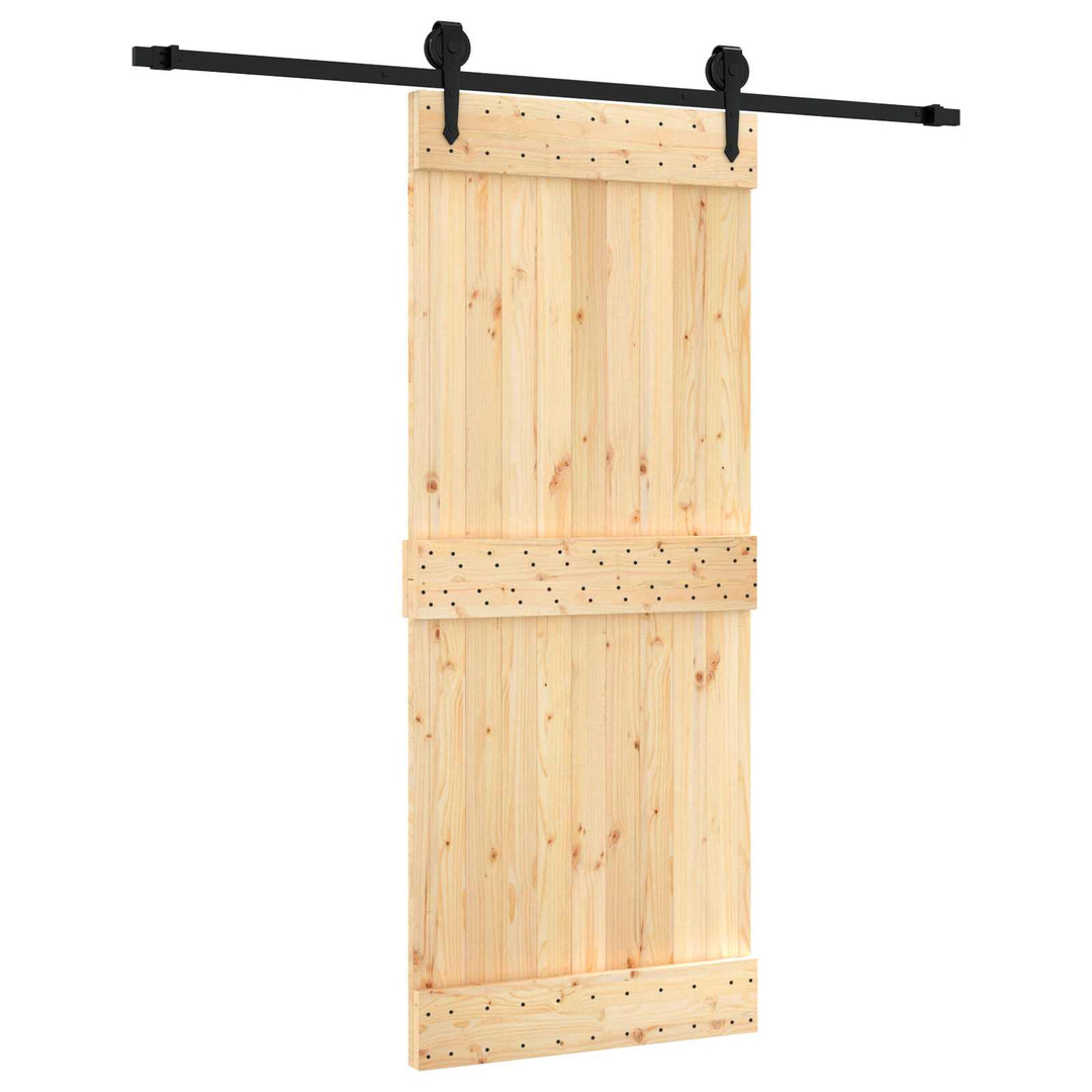 Skydedør Naturfarvet og sort 85 x 210 cm Massivt Fyrretræ