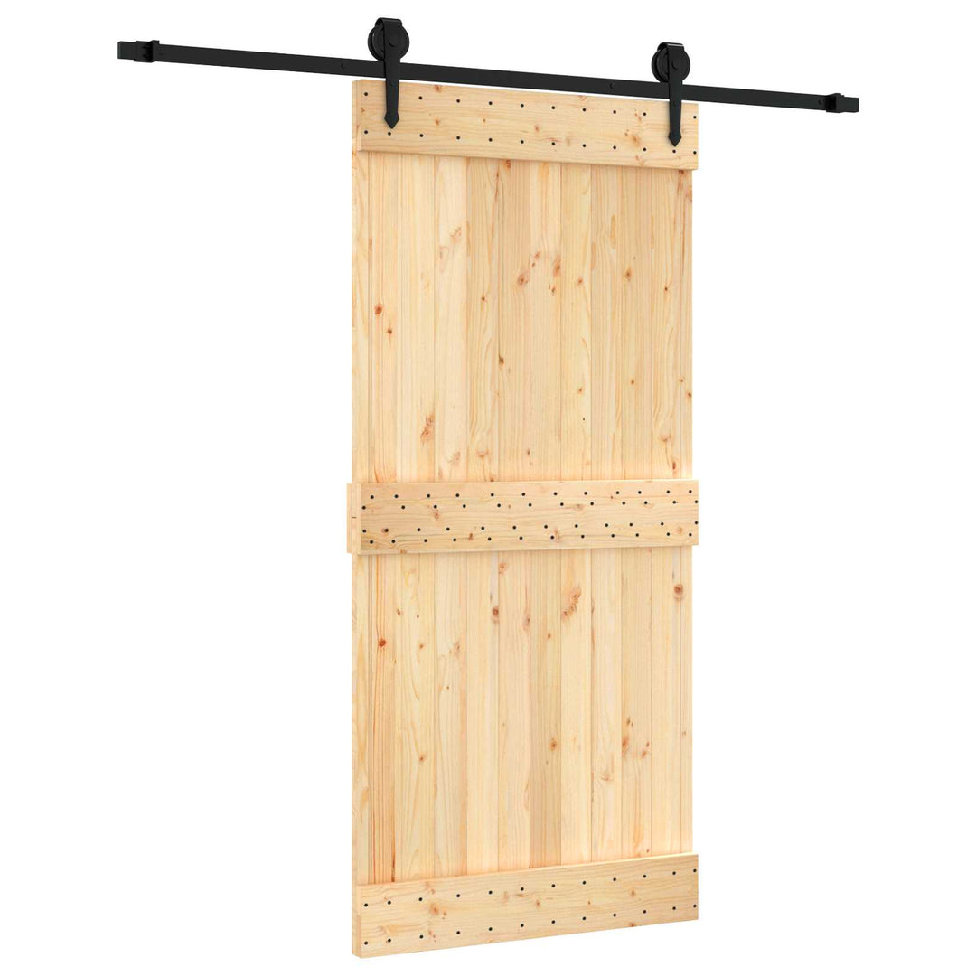Skydedør Naturfarvet og sort 95 x 210 cm Massivt Fyrretræ
