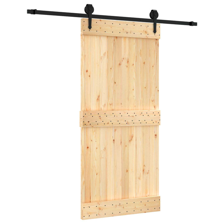 Skydedør Naturfarvet og sort 95 x 210 cm Massivt Fyrretræ