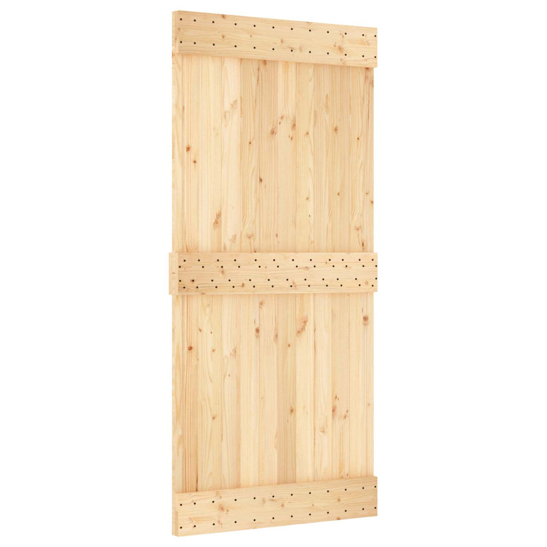Skydedør Naturfarvet og sort 95 x 210 cm Massivt Fyrretræ