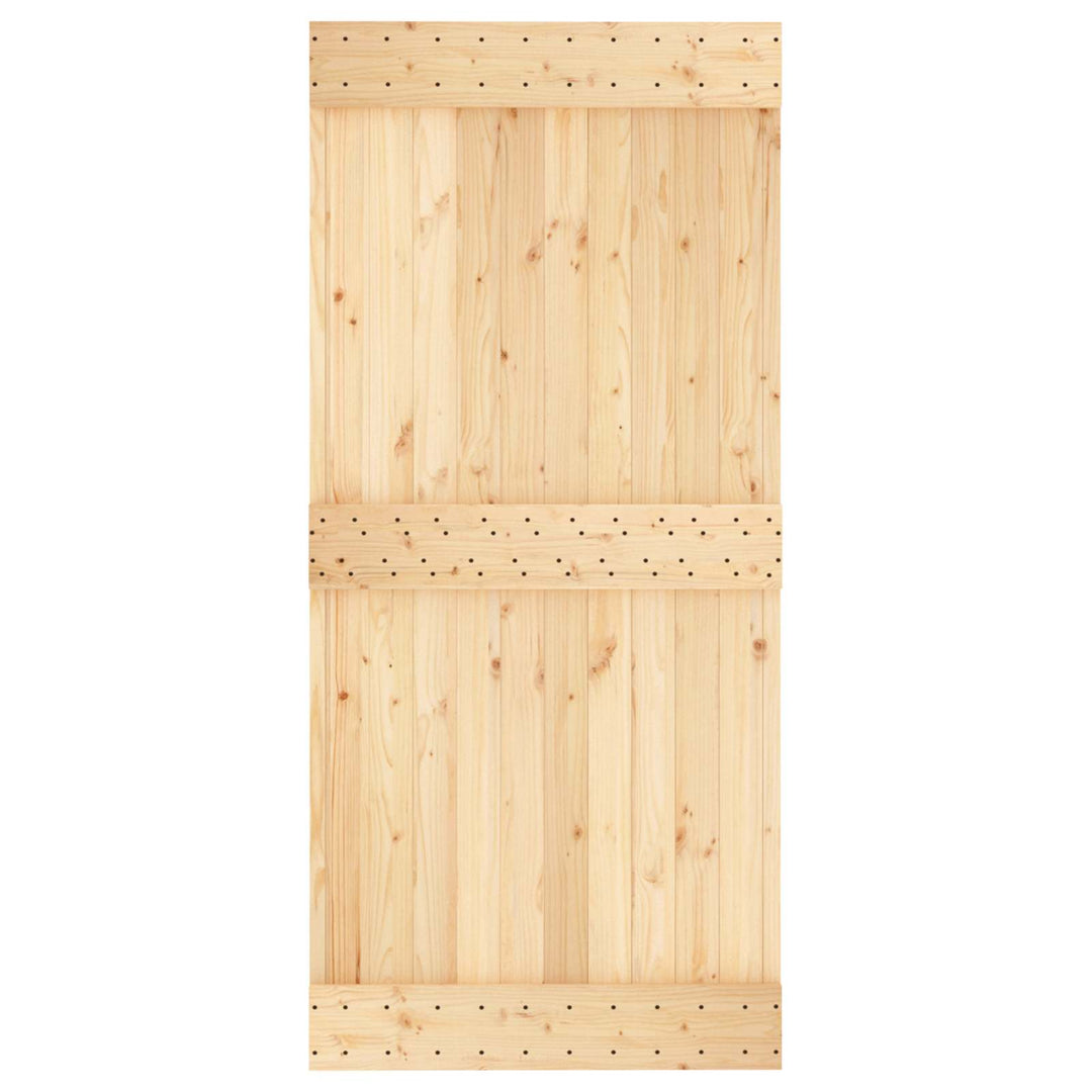 Skydedør Naturfarvet og sort 95 x 210 cm Massivt Fyrretræ