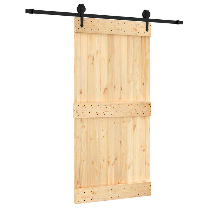 Skydedør Naturfarvet og sort 100 x 210 cm Massivt Fyrretræ