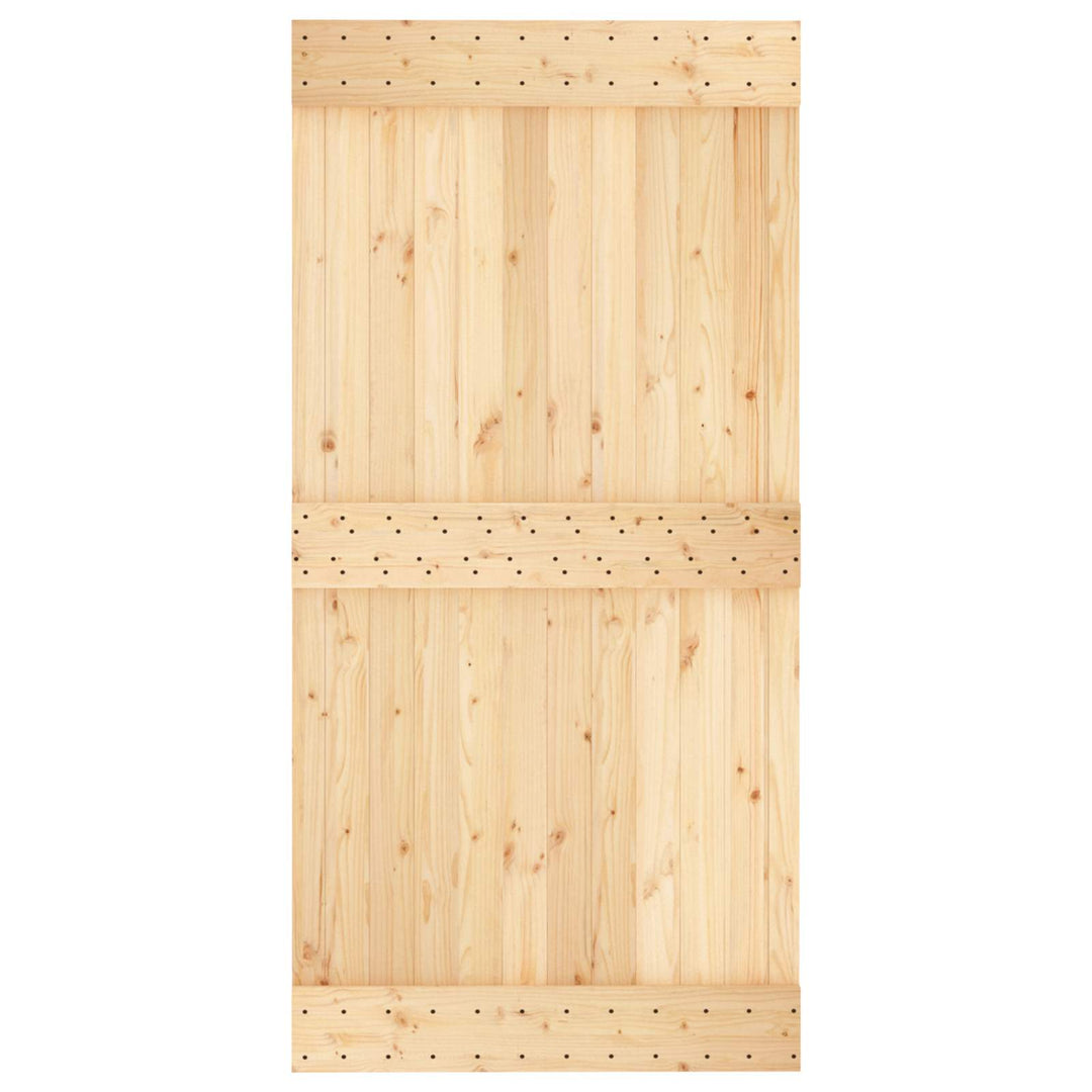 Skydedør Naturfarvet og sort 100 x 210 cm Massivt Fyrretræ