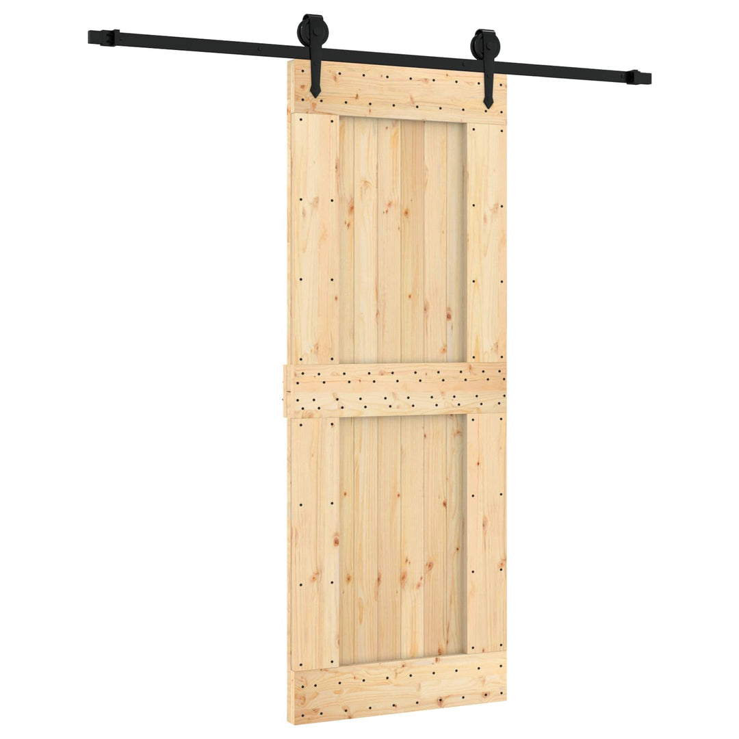 Skydedør Naturfarvet og sort 80 x 210 cm Massivt Fyrretræ