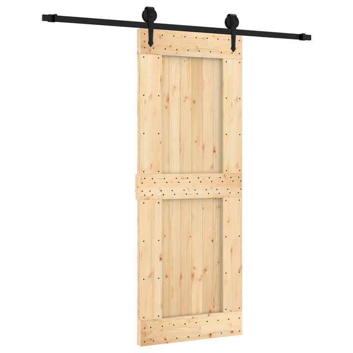 Skydedør Naturfarvet og sort 80 x 210 cm Massivt Fyrretræ