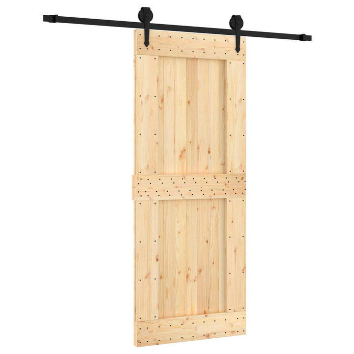 Skydedør Naturfarvet og sort 85 x 210 cm Massivt Fyrretræ