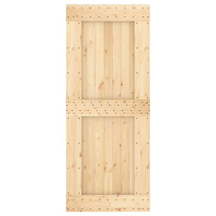 Skydedør Naturfarvet og sort 85 x 210 cm Massivt Fyrretræ