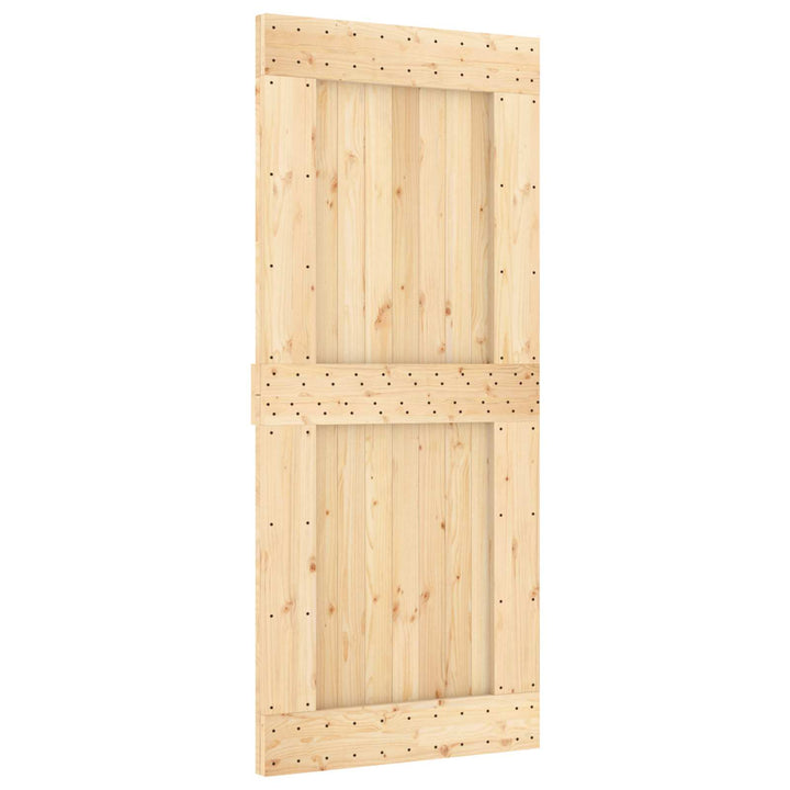Skydedør Naturfarvet og sort 90 x 210 cm Massivt Fyrretræ