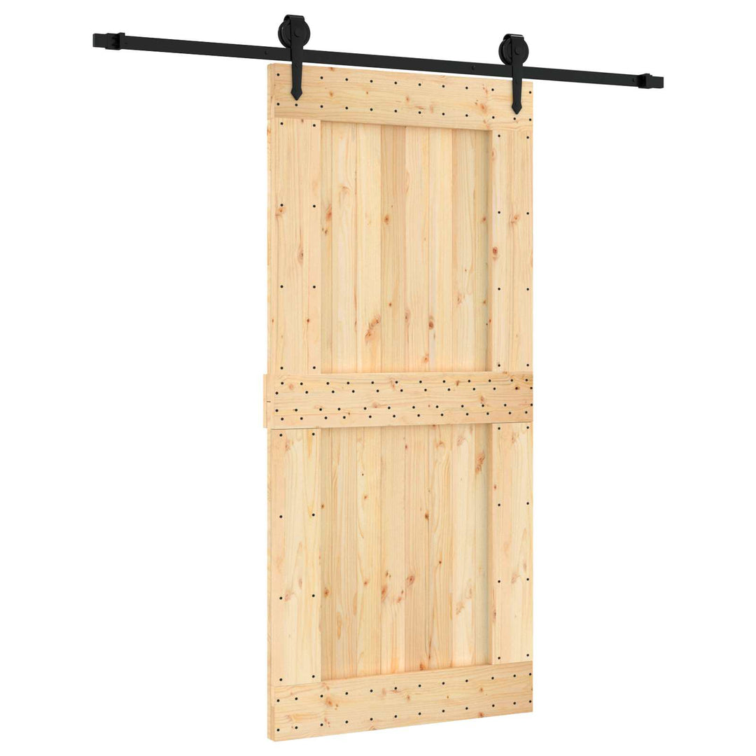 Skydedør Naturfarvet og sort 95 x 210 cm Massivt Fyrretræ