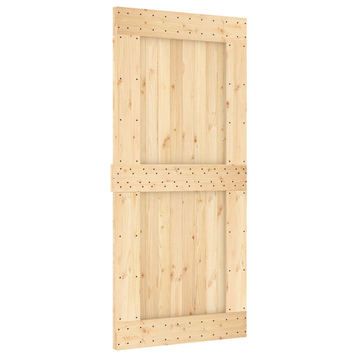 Skydedør Naturfarvet og sort 95 x 210 cm Massivt Fyrretræ