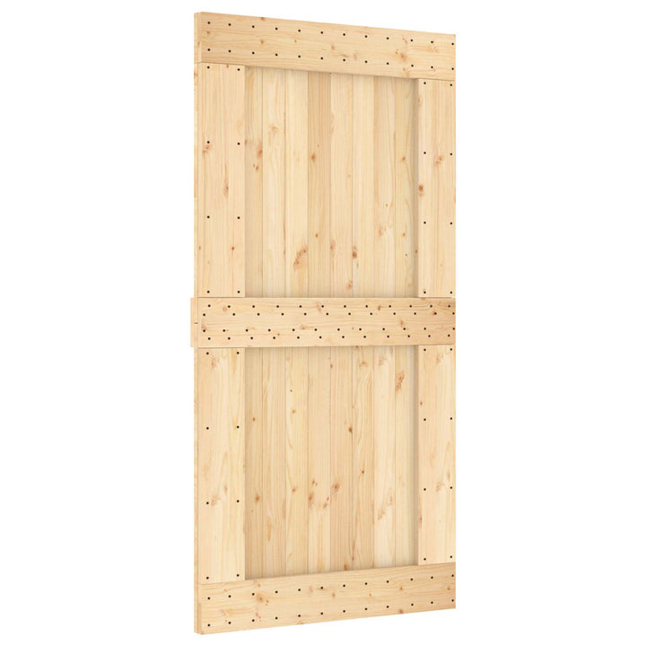 Skydedør Naturfarvet og sort 100 x 210 cm Massivt Fyrretræ