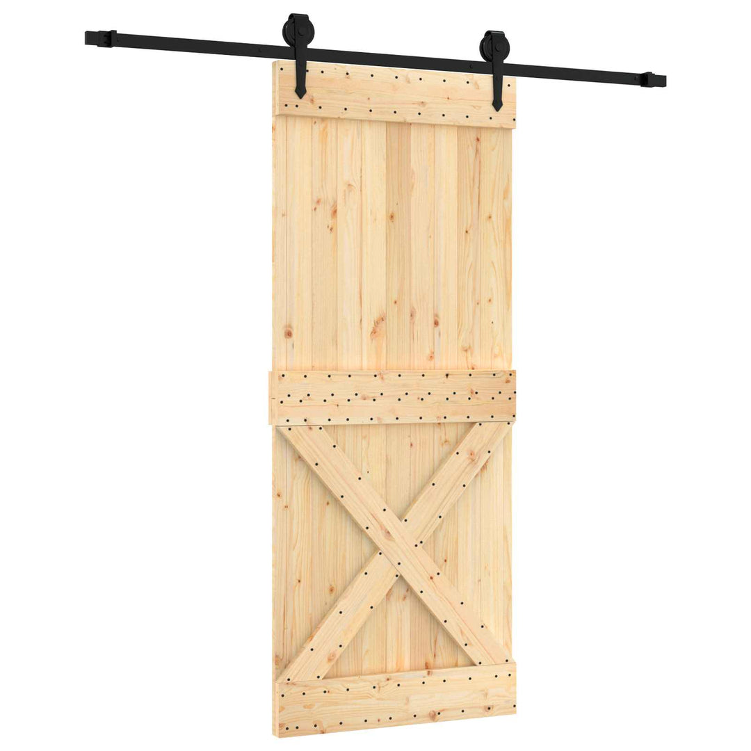Skydedør Naturfarvet og sort 85 x 210 cm Massivt Fyrretræ