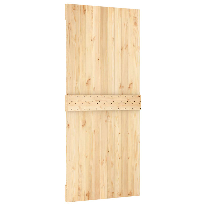 Skydedør Naturfarvet og sort 90 x 210 cm Massivt Fyrretræ