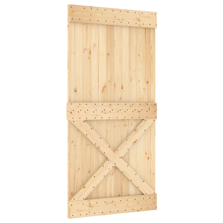 Skydedør Naturfarvet og sort 100 x 210 cm Massivt Fyrretræ