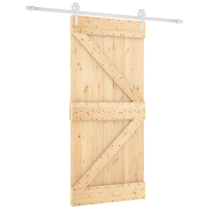Skydedør Natur og hvid 95 x 210 cm Massivt Fyrretræ