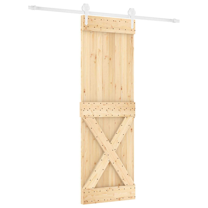 Skydedør Natur og hvid 80 x 210 cm Massivt fyrretræ