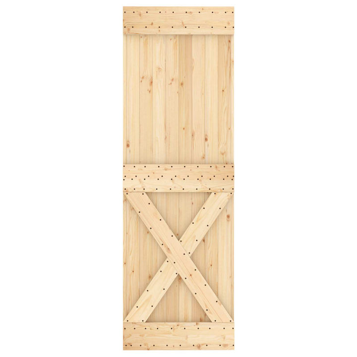 Skydedør Natur og hvid 80 x 210 cm Massivt fyrretræ