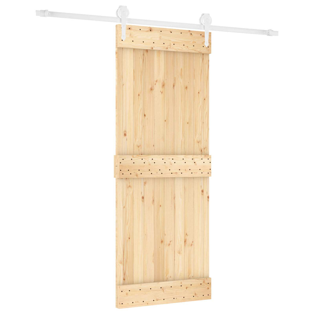 Skydedør Natur og hvid 80 x 210 cm Massivt Fyrretræ