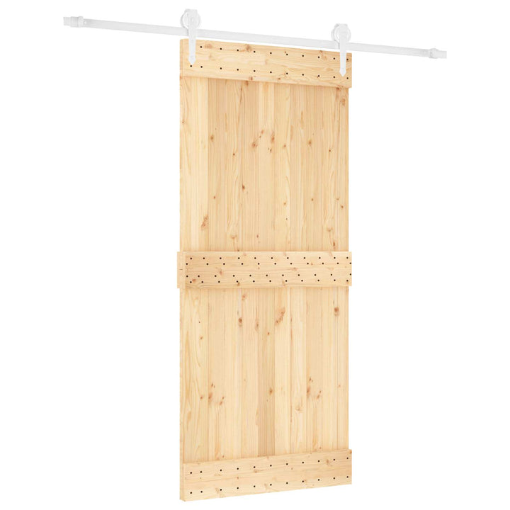 Skydedør Natur og hvid 90 x 210 cm Massivt Fyrretræ