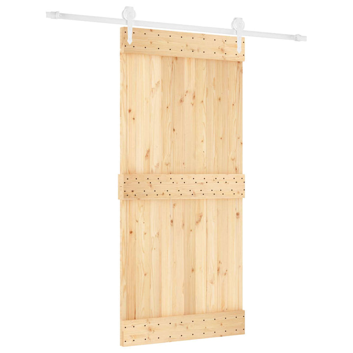 Skydedør Natur og hvid 95 x 210 cm Massivt Fyrretræ