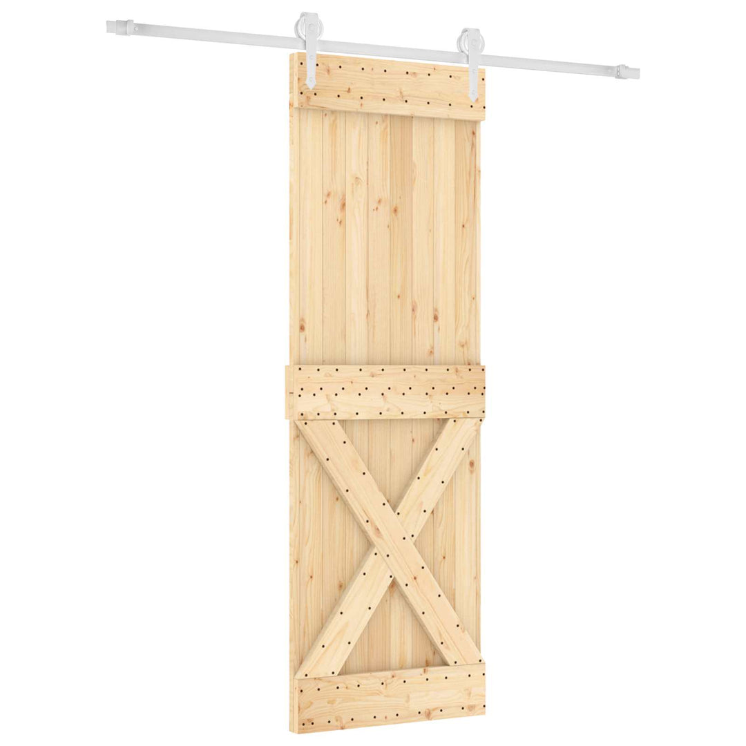 Skydedør Natur og hvid 70 x 210 cm Massivt Fyrretræ