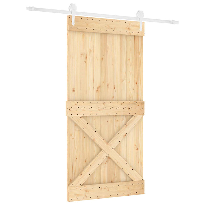 Skydedør Natur og hvid 100 x 210 cm Massivt Fyrretræ