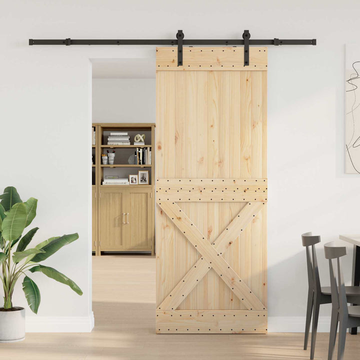 Skydedør NARVIK Naturfarvet og sort 90 x 210 cm (213,5 cm)