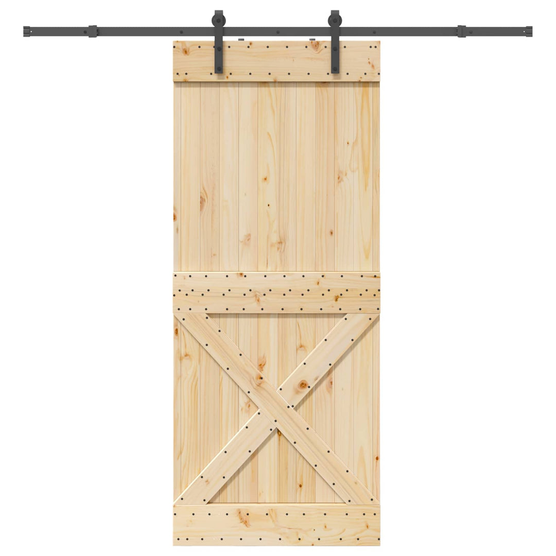 Skydedør NARVIK Naturfarvet og sort 90 x 210 cm (213,5 cm)