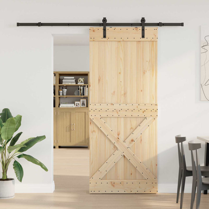 Skydedør NARVIK Naturfarvet og sort 100 x 210 cm (213,5 cm)