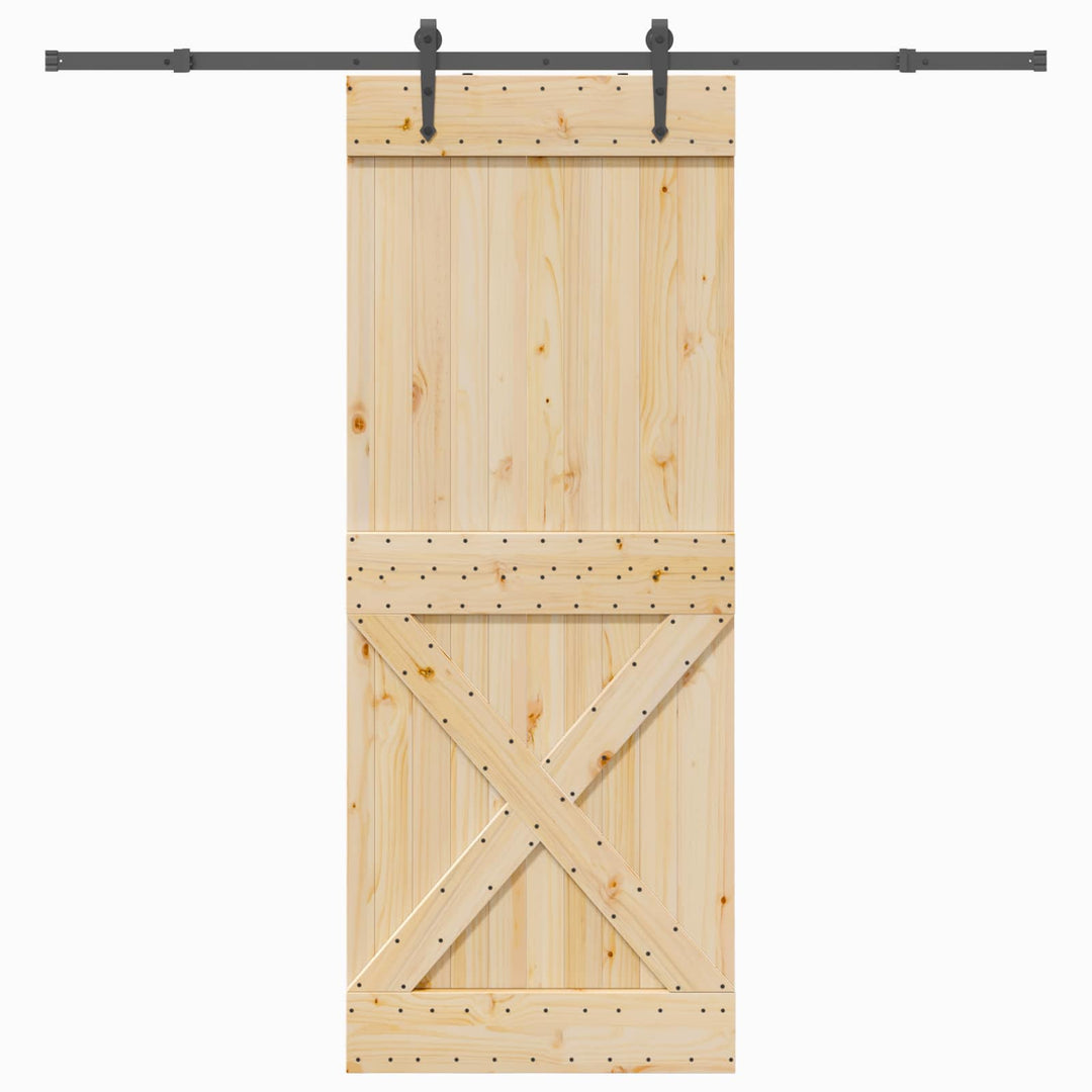 Skydedør NARVIK Naturfarvet og sort 90 x 210 cm (213,5 cm)
