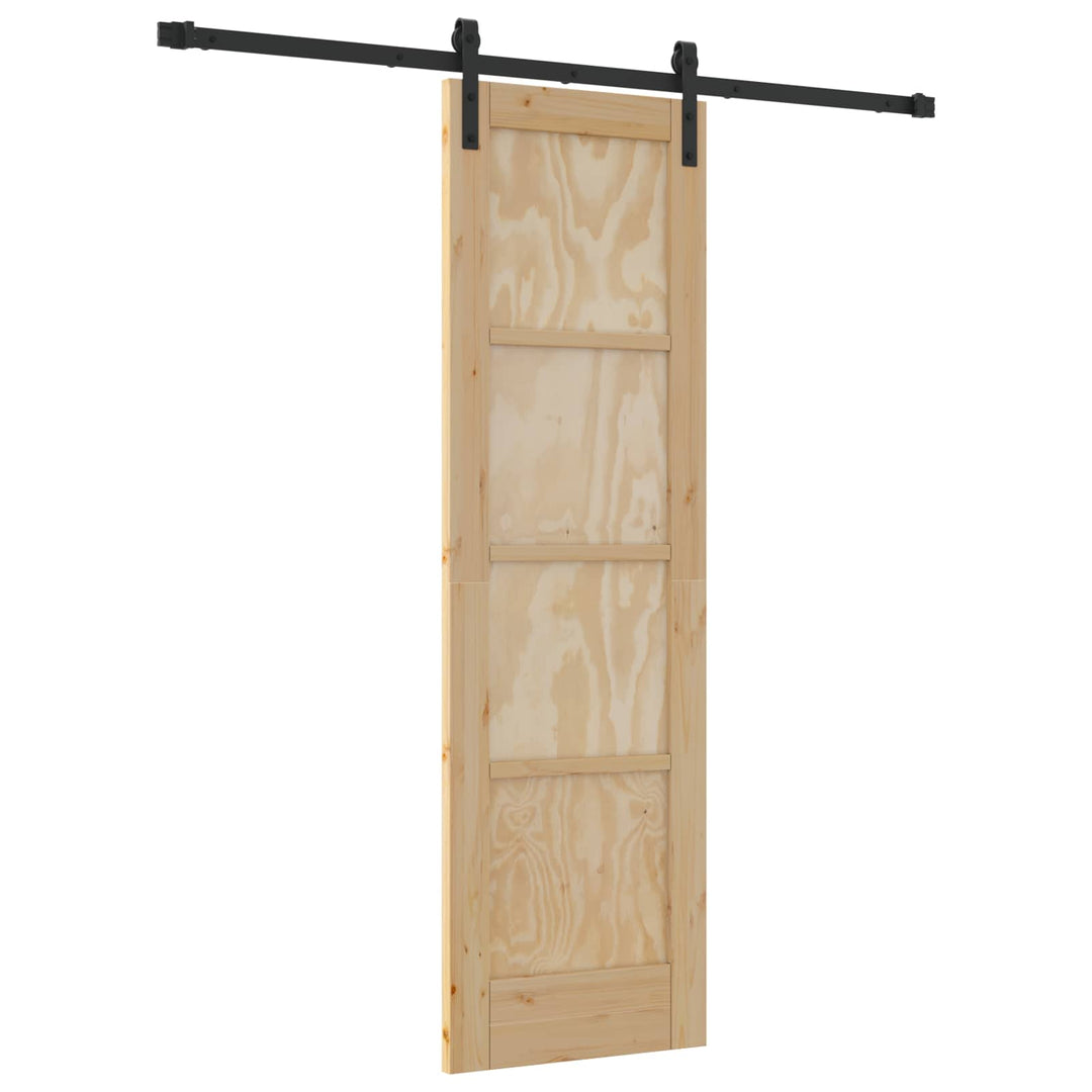 Skydedør Naturfarvet og sort 61 x 198,5 cm Massivt fyrretræ