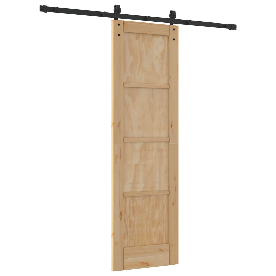 Skydedør Naturfarvet og sort 61 x 198,5 cm Massivt fyrretræ