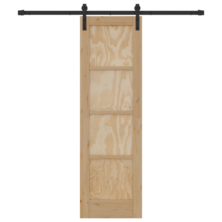 Skydedør Naturfarvet og sort 61 x 198,5 cm Massivt fyrretræ