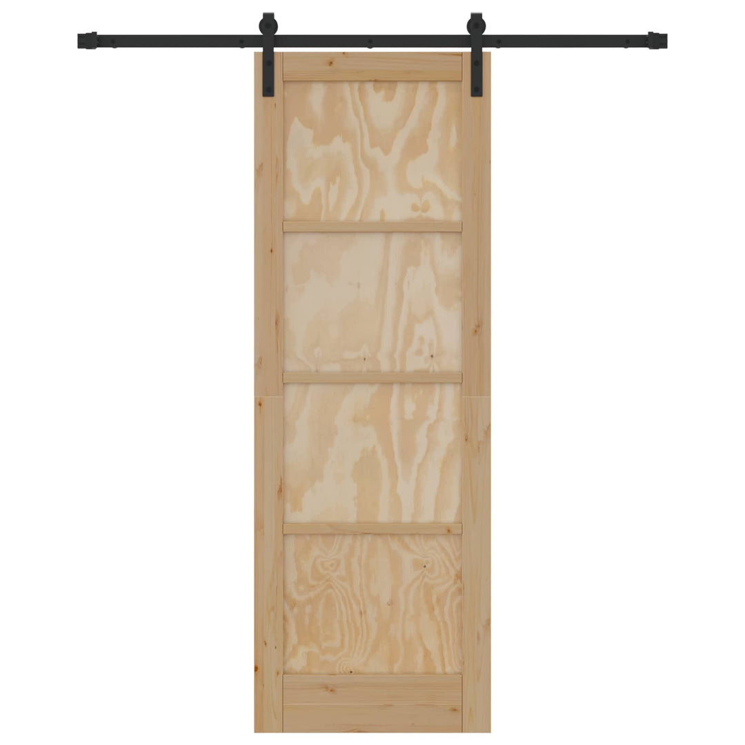 Skydedør Naturfarvet og sort 73,5 x 211 cm Massivt fyrretræ