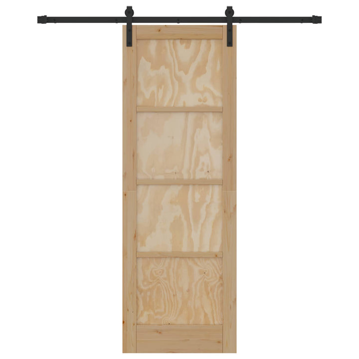 Skydedør Naturfarvet og sort 73,5 x 211 cm Massivt fyrretræ