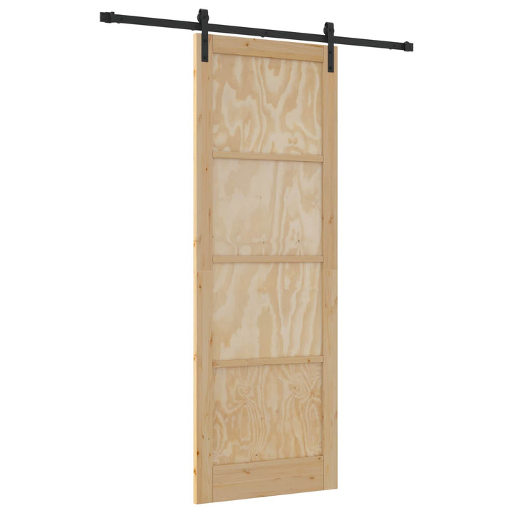 Skydedør Naturfarvet og sort 83 x 232 cm Massivt fyrretræ