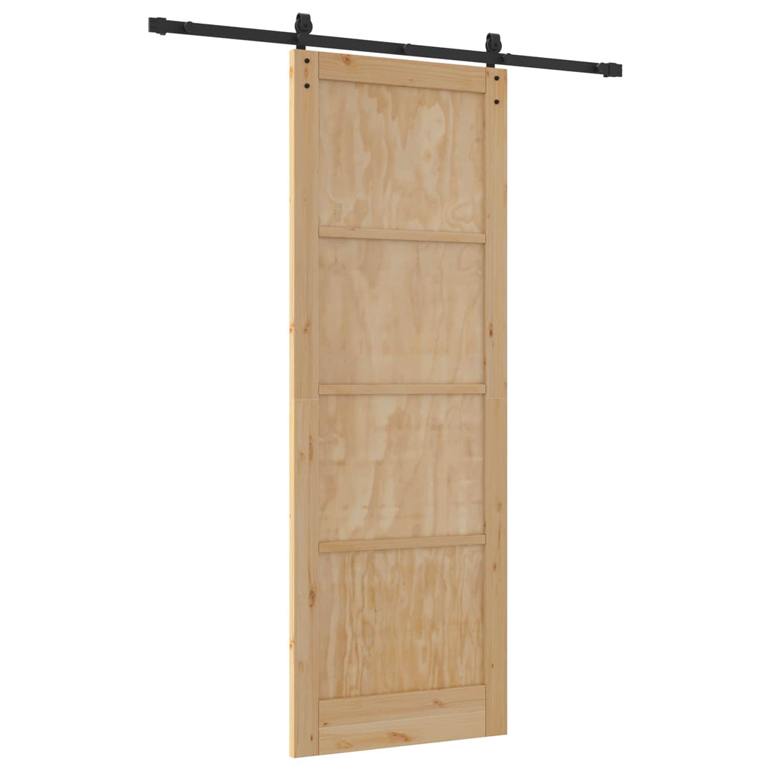 Skydedør Naturfarvet og sort 83 x 232 cm Massivt fyrretræ