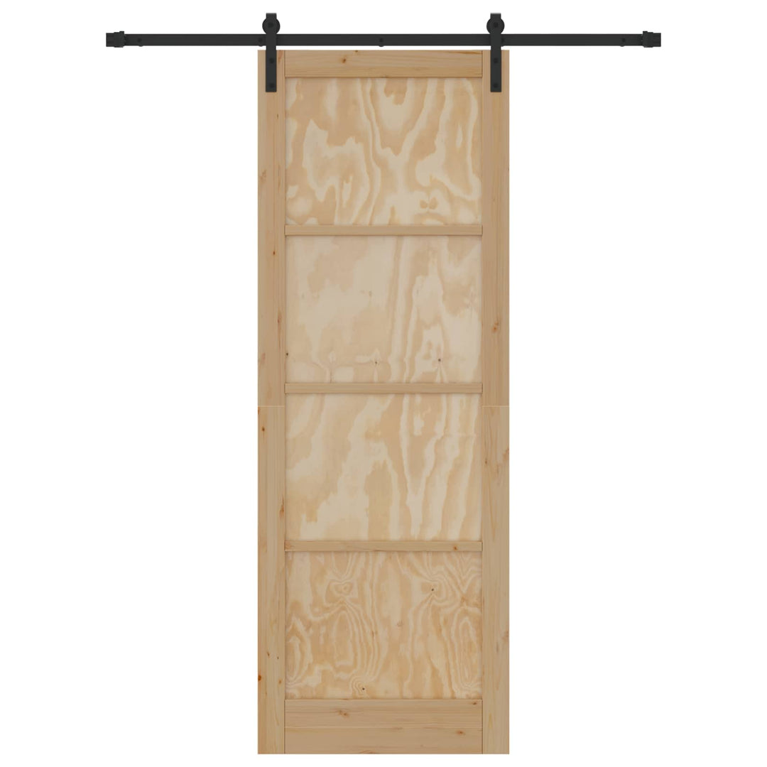 Skydedør Naturfarvet og sort 83 x 232 cm Massivt fyrretræ
