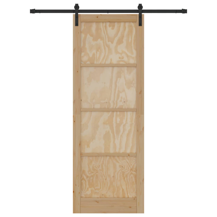 Skydedør Naturfarvet og sort 83 x 232 cm Massivt fyrretræ