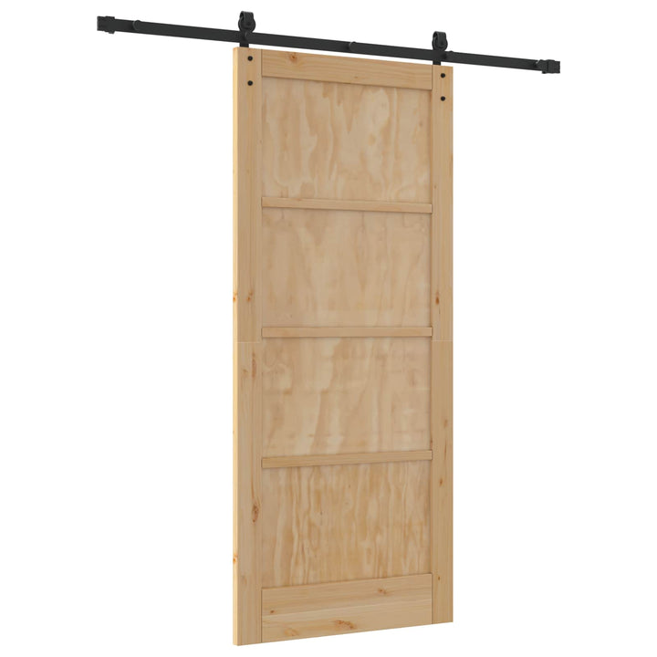 Skydedør Naturfarvet og sort 86 x 198,5 cm Massivt fyrretræ