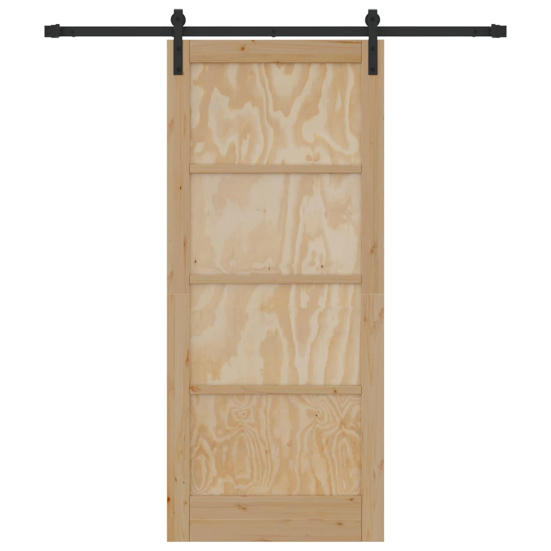 Skydedør Naturfarvet og sort 86 x 198,5 cm Massivt fyrretræ