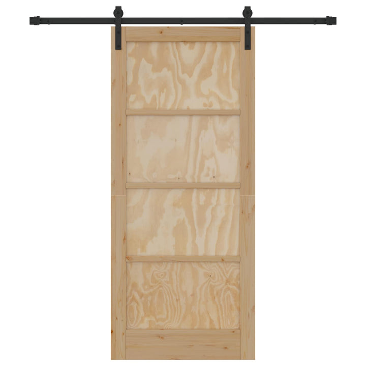 Skydedør Naturfarvet og sort 86 x 198,5 cm Massivt fyrretræ
