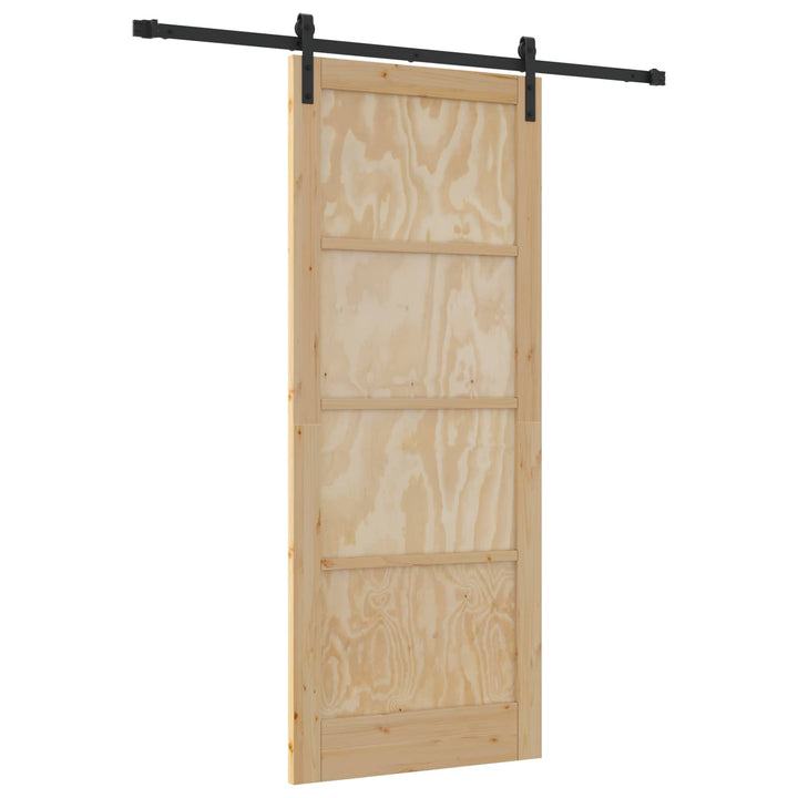 Skydedør Naturfarvet og sort 86 x 211 cm Massivt fyrretræ