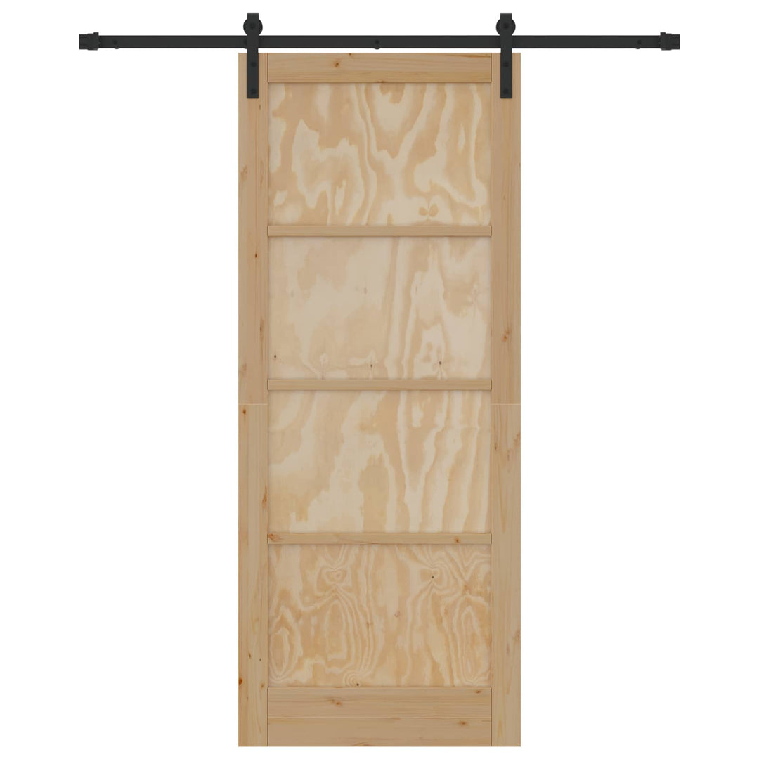 Skydedør Naturfarvet og sort 86 x 211 cm Massivt fyrretræ
