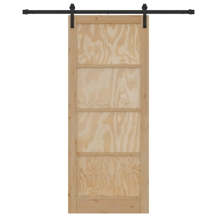 Skydedør Naturfarvet og sort 86 x 211 cm Massivt fyrretræ