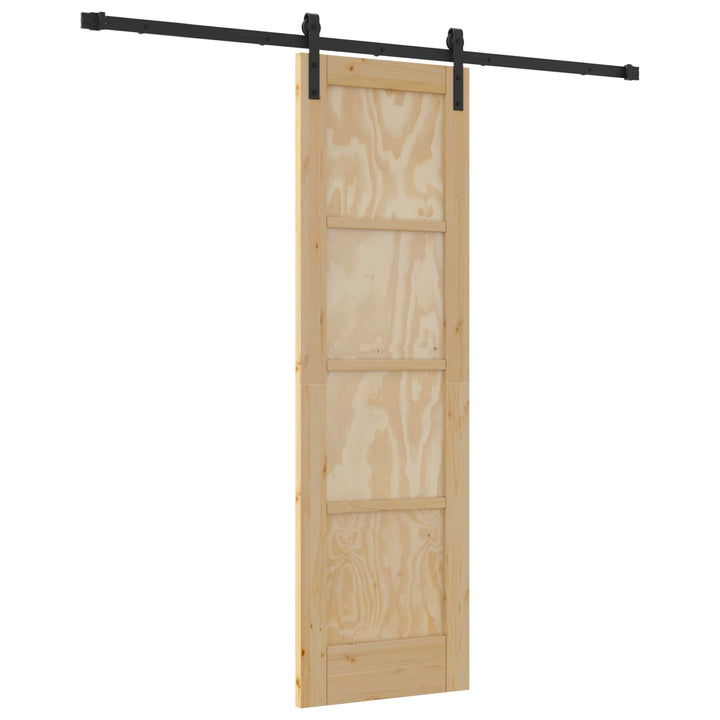 Skydedør Naturfarvet og sort 61 x 198,5 cm Massivt fyrretræ