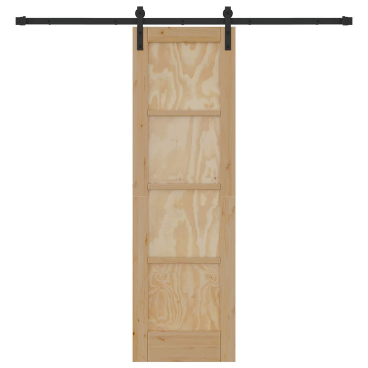 Skydedør Naturfarvet og sort 61 x 198,5 cm Massivt fyrretræ
